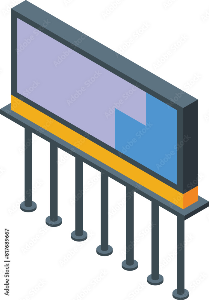Poster vector graphic of a 3d isometric billboard supported by pillars in a modern design