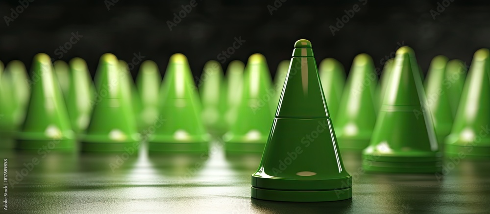Poster green traffic cones in a copy space image
