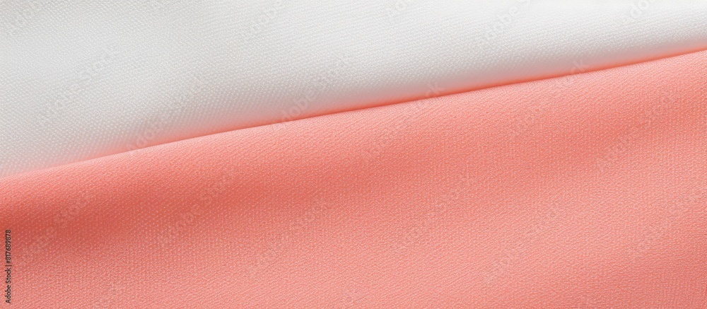 Poster Copy space image of a canvas fabric texture background featuring a two tone color scheme in white and coral pink