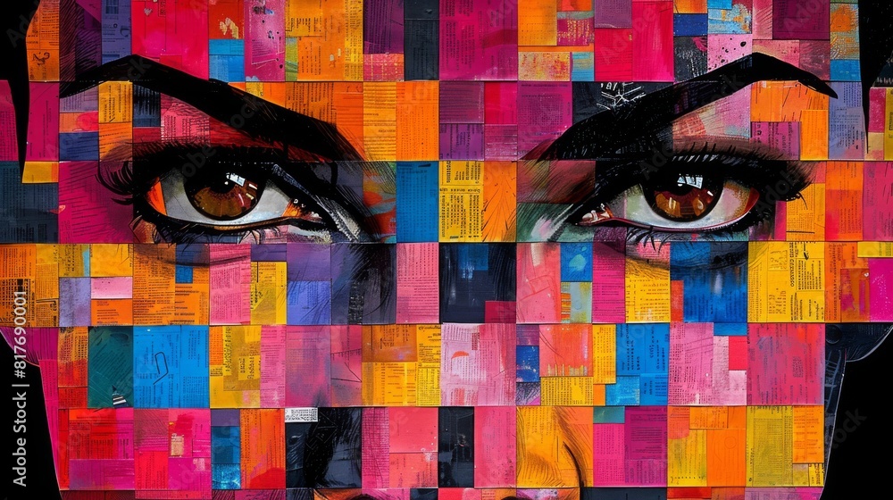 Poster create an abstract collage using recycled materials and found objects to represent the spirit of sus