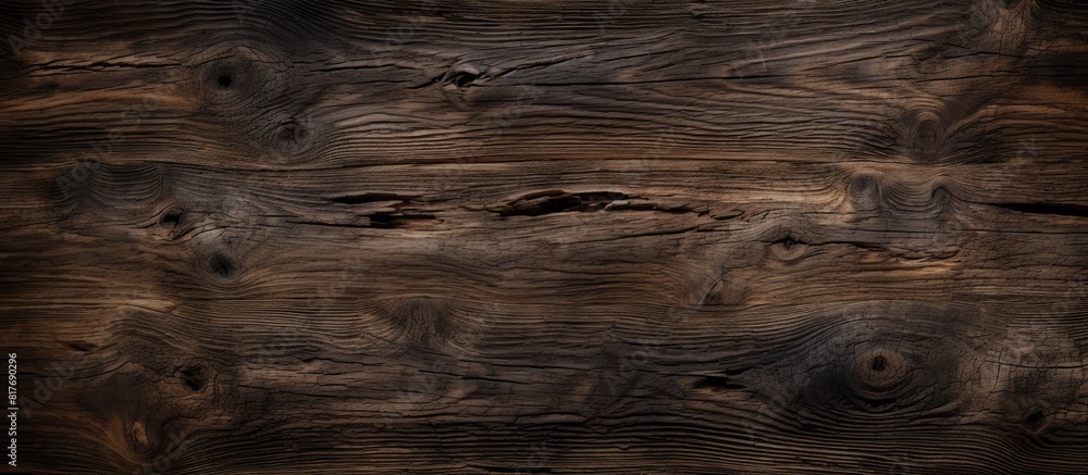 Poster An image of a dark wood texture background with a worn natural pattern providing ample space for copying