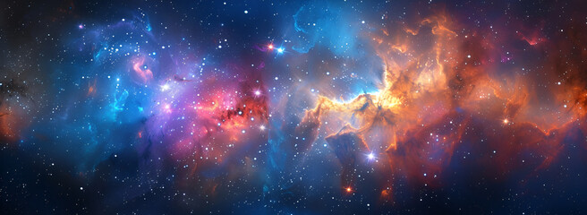 Naklejka premium Enchanting Night Sky View,Vibrant Nebula in the Deep Space