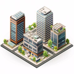 Modern building isometric vector graphic