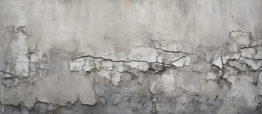 Aufkleber An image of aged concrete walls with cracks and a detailed texture resembling gray cement is presented as a copy space image