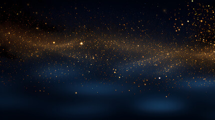 Obraz premium Golden glitter particles on dark background