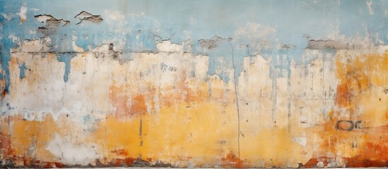 An aged colored wall displaying remnants of peeling paint providing a fitting backdrop for a copy space image