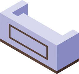 Purple isometric vector couch, perfect for modern interior design concepts and layouts