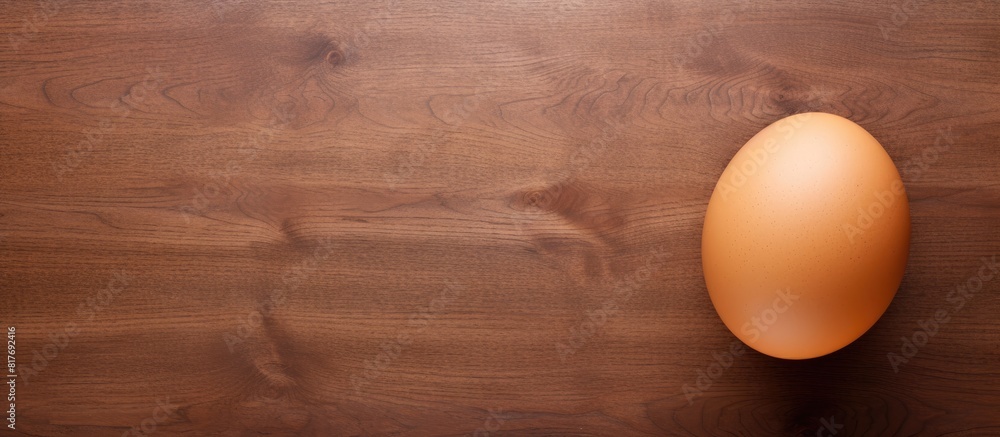 Poster Top view of an egg placed on a table with ample copy space in the image