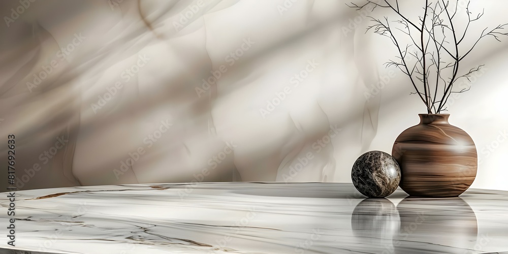 Poster mockup of a marble table top with space for showcasing product display design. concept product displ
