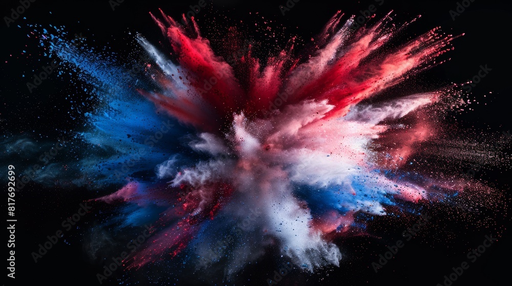 Aufkleber a dynamic explosion of colored powder against a dark background creating a vivid high-energy image