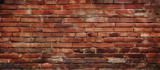 Obraz premium The grunge red brick wall provides a textured background with ample copy space for adding images or text