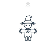 Scarecrow Icon Halloween theme symbol vector illustration isolated on white background