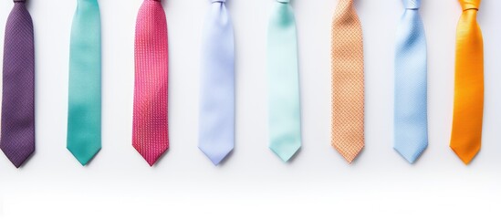 Colorful ties on a white background perfect for copy space image