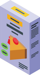 Colorful isometric representation of a server rack with indicators and buttons