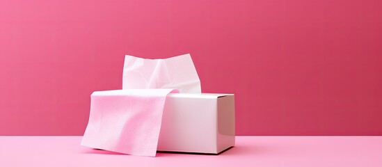 Closeup of a tissue holder against a pink background providing ample space for including text in the copy space image