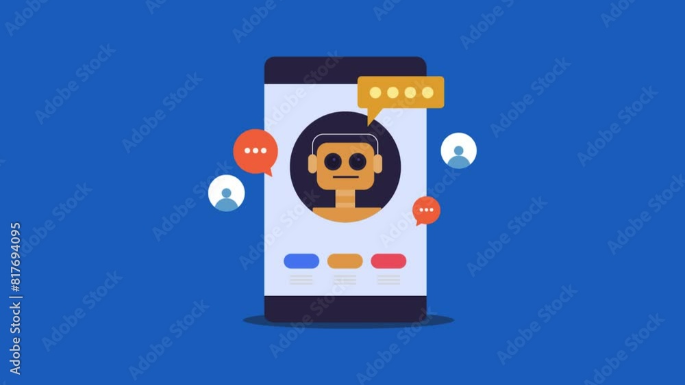 Aufkleber chatbot application customer support automation service business technology mobile app concept, vide
