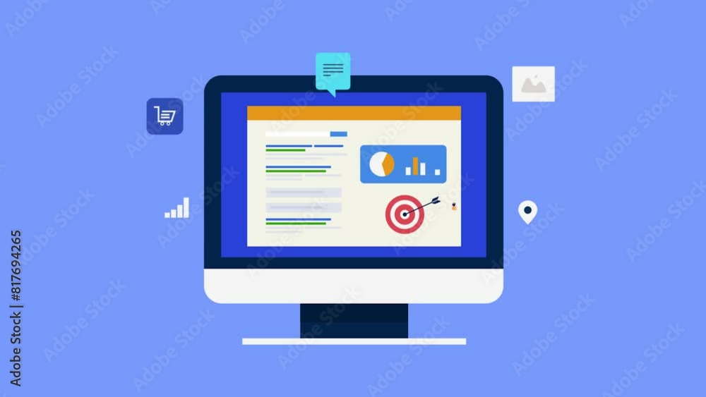 Poster digital marketing campaign re-targeting and seo web analytics data, boost online sales performance c