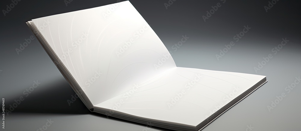 Poster an open square notebook with a white sheet on a spiral creating an isolated setting with ample copy 