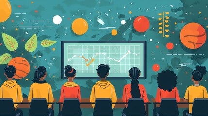 Teaching flat design side view profession theme animation Split-complementary color schemel,
