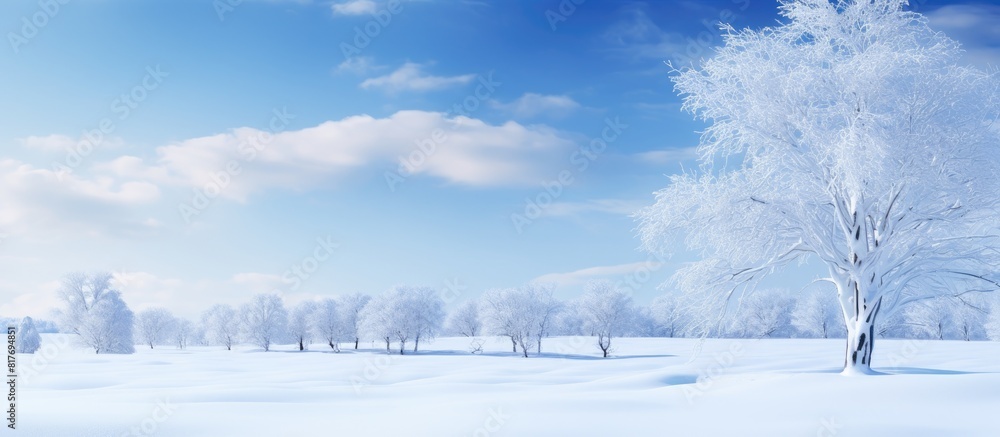 Poster a snowy landscape provides an ideal backdrop for a copy space image