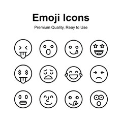 Creatively crafted emoji icons, cute expressions vector set