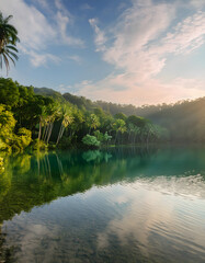 A beautiful lake with a reflection of the trees in the water