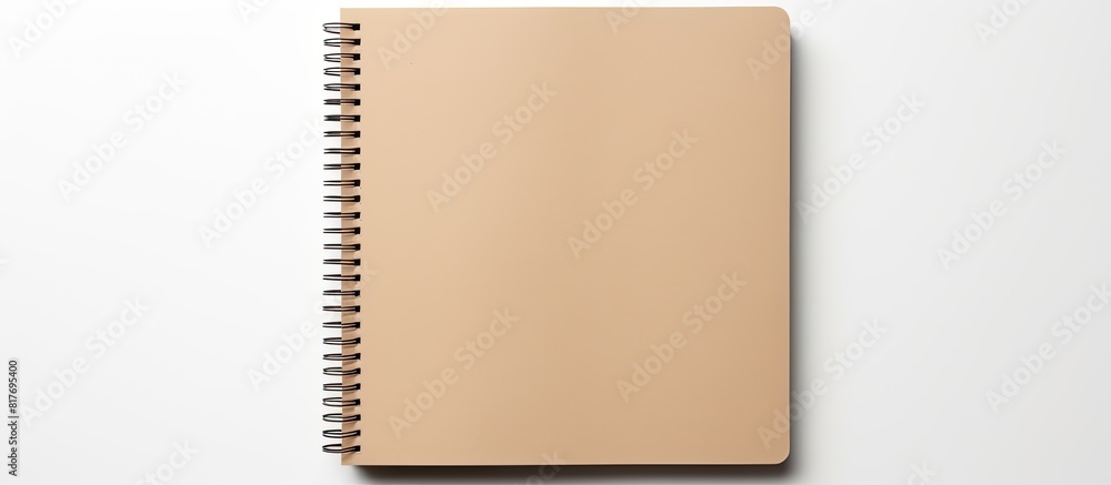 Fototapete a high angle view of an empty notebook with a recycled paper cover placed on a white background prov