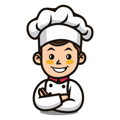 Junior chef avatar logo art design, black vector illustration on white background