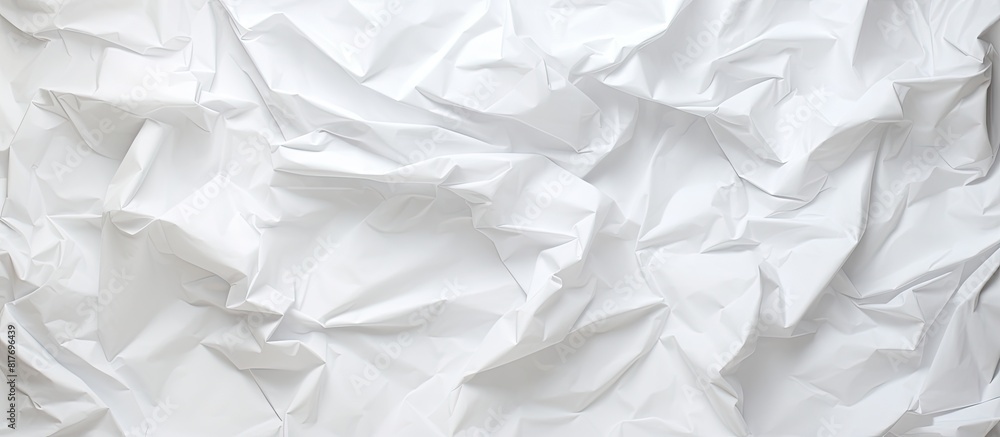 Poster crumpled white paper with blank space to write on. creative banner. copyspace image