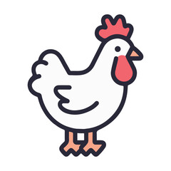 Chicken line art logo design, vector illustration on white background
