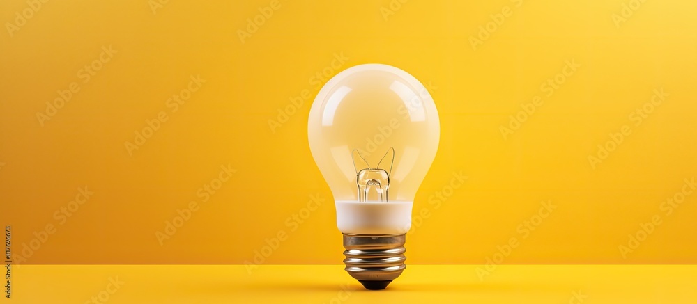 Poster the led light bulb is showcased on a vibrant yellow background providing ample space for additional 