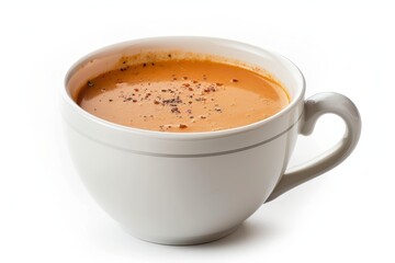 Bowl of soup on white background