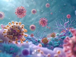 Naklejka premium An animated sequence showing the effects of asthma on the respiratory system