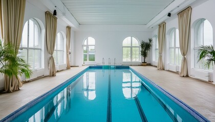 Fototapeta premium 豪華な無人の屋内プール