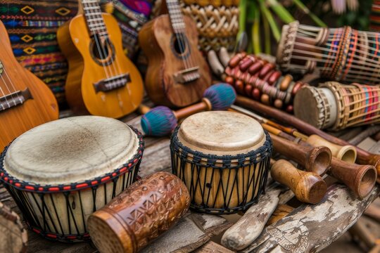Brazilian percussion and string instruments