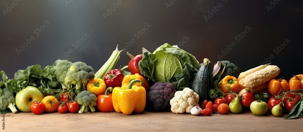 Poster copy space image of various vegetables in the backdrop
