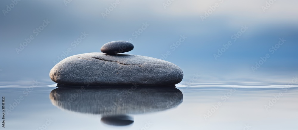 Poster a serene and tranquil stone in a zen like setting ideal for a copy space image