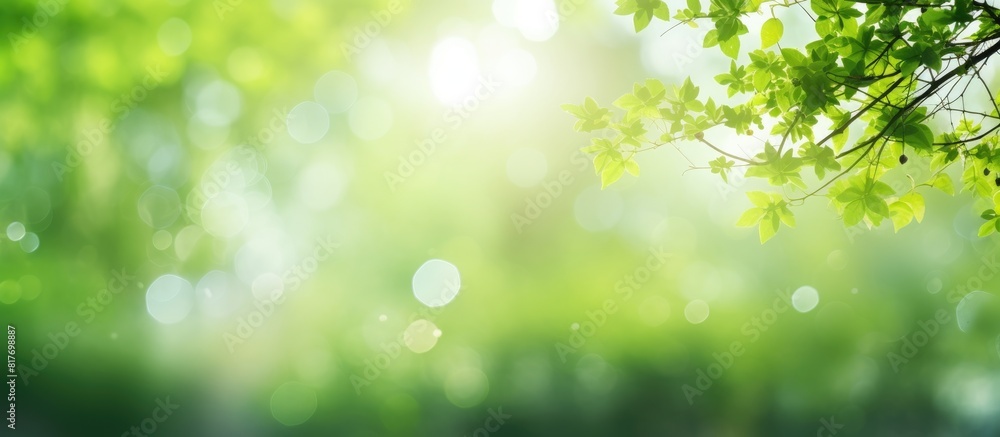 Aufkleber A natural background with green colored abstract bokeh sunlight and trees perfect for adding a copy space image