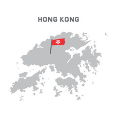 Hong kong vector map illustration, country map silhouette with the flag inside. Nation Geography Outline Border Boundary Territory Shape Vector Illustration EPS Clipart. south coast of China