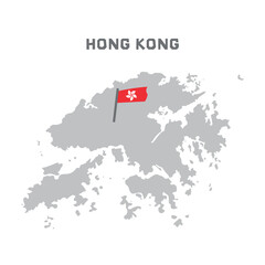 Fototapeta premium Hong kong vector map illustration, country map silhouette with the flag inside. Nation Geography Outline Border Boundary Territory Shape Vector Illustration EPS Clipart. south coast of China