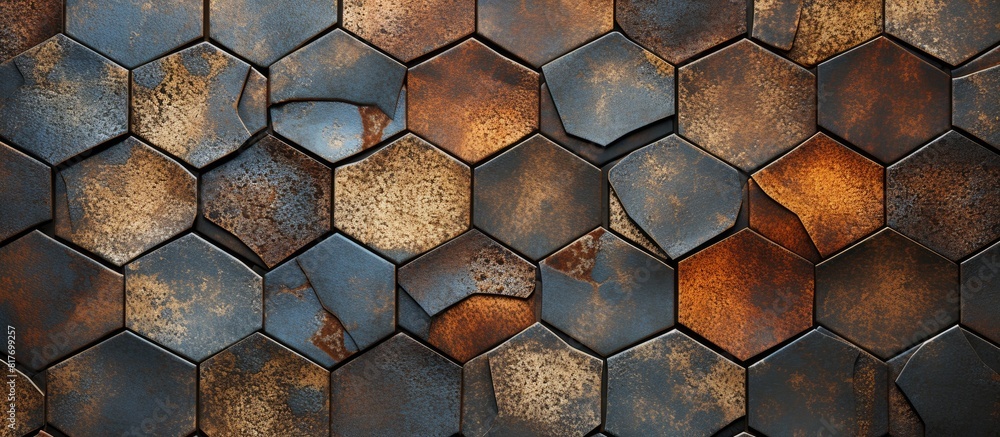 Poster A detailed shot of a tile ideal for a textured background in an image with copy space