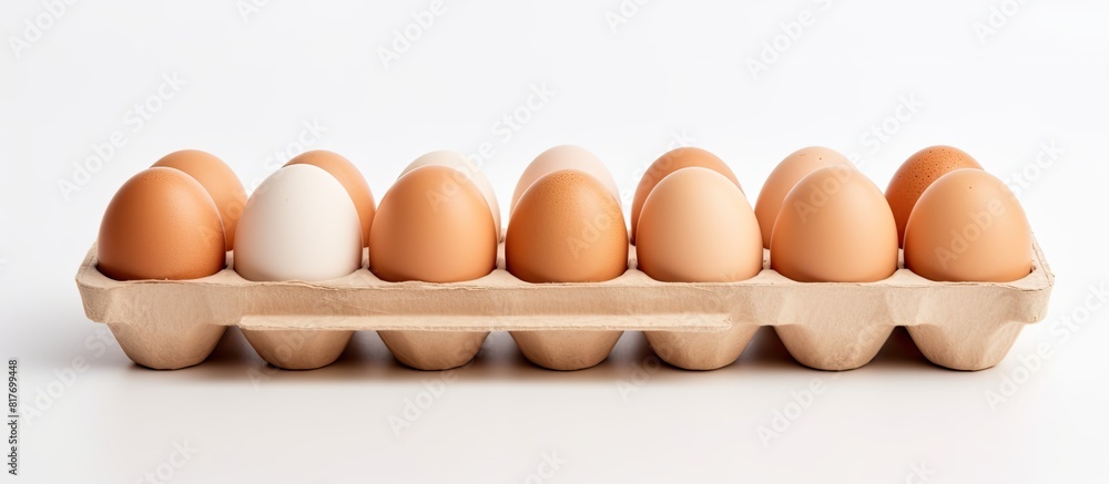 Aufkleber A box of eggs stands alone on a white background creating a perfect copy space image