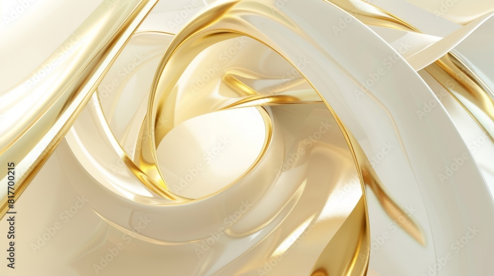 Poster a digital 3d illustration featuring smooth intertwining gold-colored shapes creating a luxurious abs