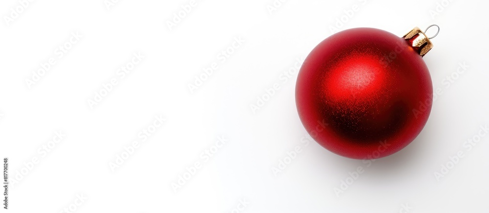Aufkleber a red christmas decoration is displayed on a white background in a flat lay copy space image
