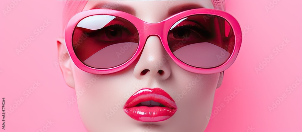 Poster pink background with a mock up image. creative banner. copyspace image