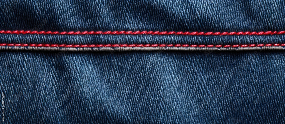 Poster denim with a stitched seam displaying a bright color copy space image
