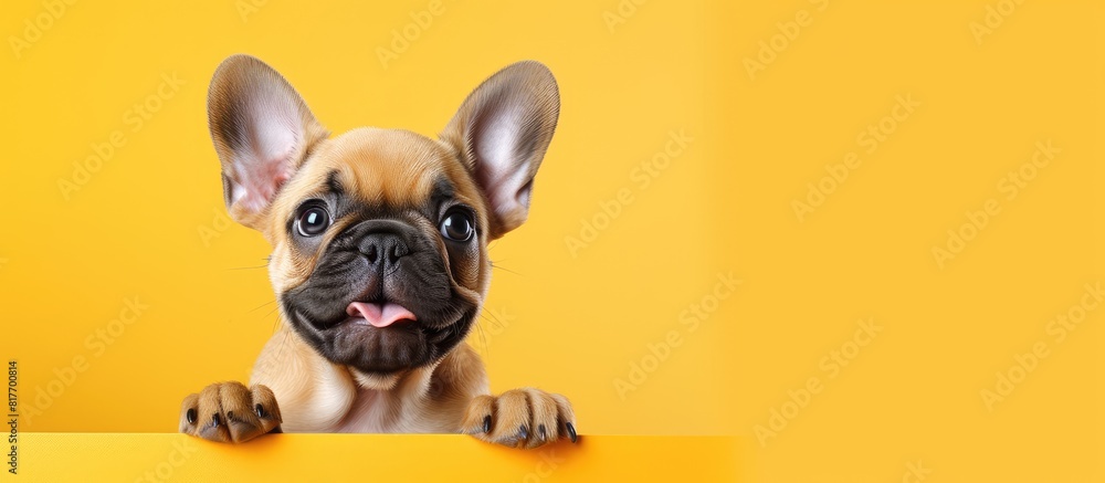Poster adorable french bulldog puppy with a cheerful expression in a copy space image