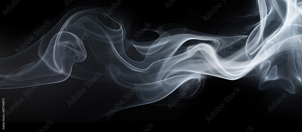 Poster an abstract image of white smoke against a black backdrop providing ample copy space