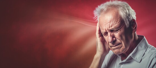 Elderly gentleman suffering from a headache Illustrating the importance of senior healthcare A web banner featuring a copy space image - Powered by Adobe