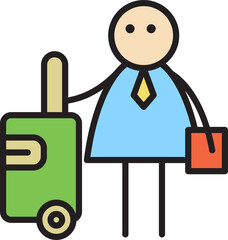 Businessman and Luggage Stick Figure
